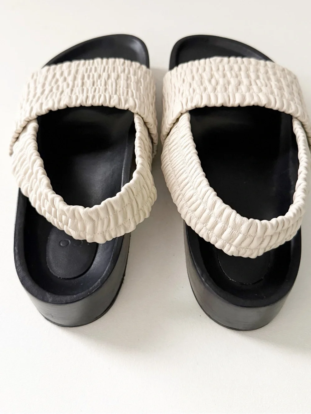 CO Leather Slingback Slide Sandal 9 Chunky Platform Casual Vacation Resort Chic